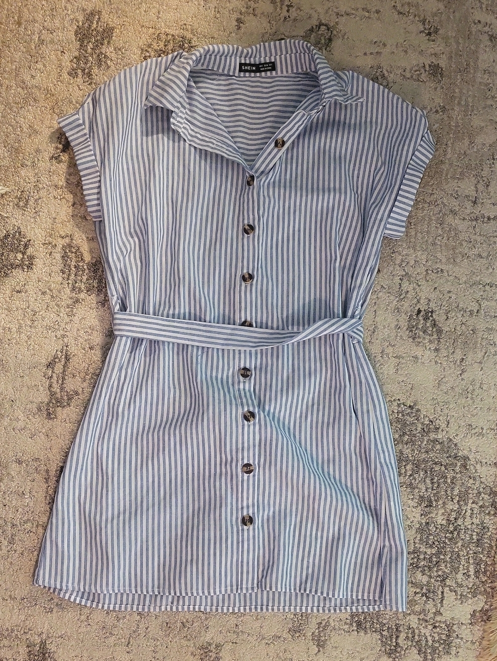 SHEIN Blue & White Striped Mini Dress